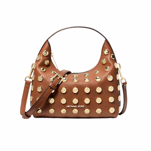 Michael Kors Ember Small Embellished Pebbled Leather Messenger Bag