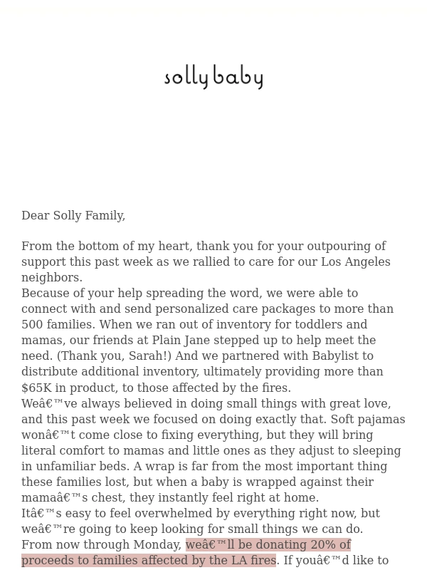 Solly Baby - An update on our LA relief efforts