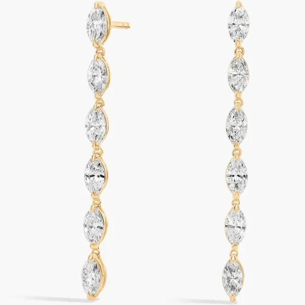 Blue Nile 14K Yellow Gold Marquise Diamond Linear Drop Earrings