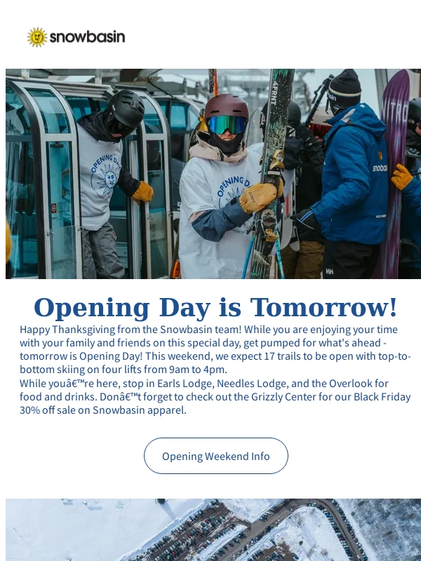 snowbasin - Opening Day is Tomorrow ⛷️