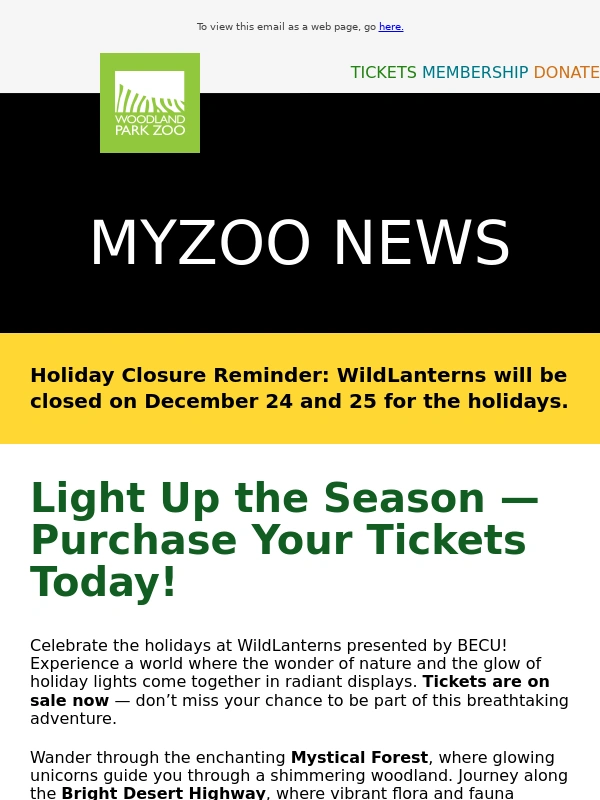 Woodland Park Zoo - Make Your Holidays Glow — Purchase Your WildLanterns Tickets Today!