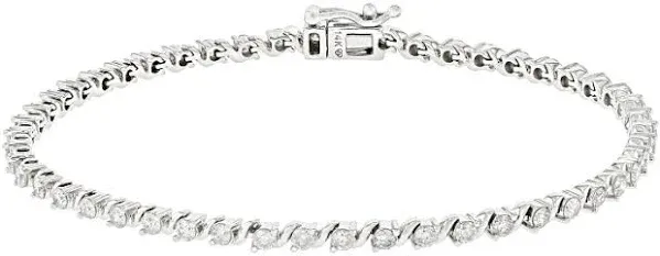 14K White Gold Tennis Bracelet with White Diamond