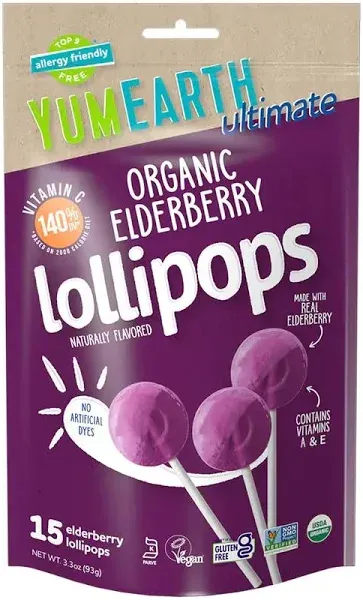 YumEarth Organic Elderberry Lollipops