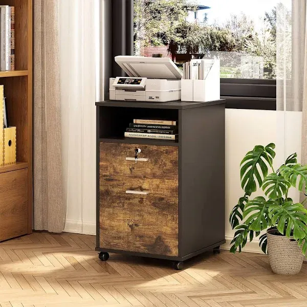 2-Drawer Mobile Printer Stand with Lock