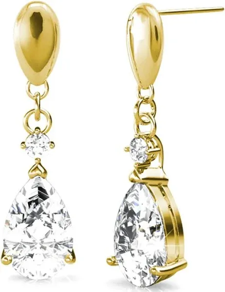 Cate & Chloe Zoey 18K White Gold Swarovski Crystal Drop Earrings