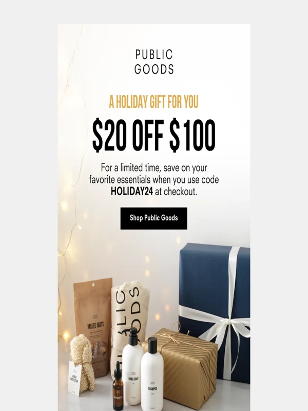 Public Goods - ? Open Before Midnight: your holiday gift expires tonight!