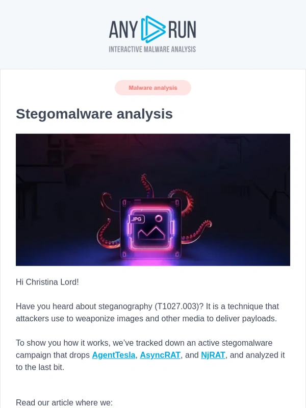 ANY - Breakdown of the latest stegomalware campaign