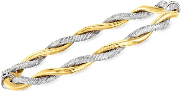 14kt Two-Tone Gold Twisted Bangle Bracelet