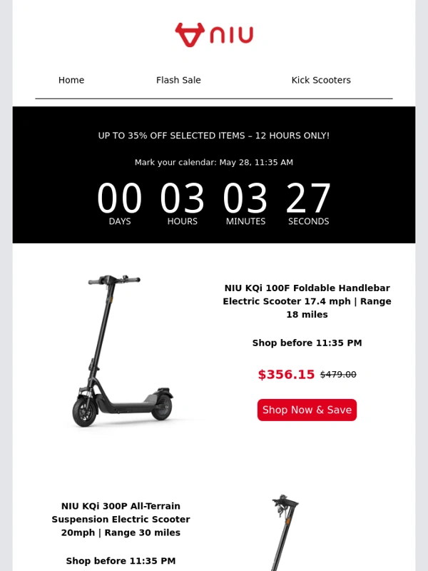 NIU - Flash Sale Alert: Up to 35% OFF on Selected Scooters! ?