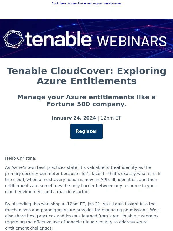 Tenable - How to manage Azure identities and security posture at scale,webinar,Jan 24