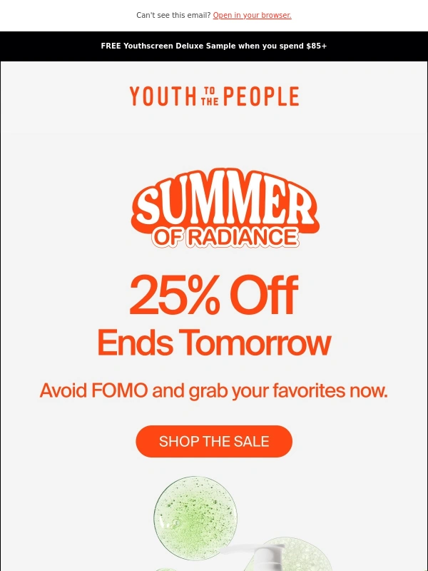 Youth To The People - 25% Off Ends Tomorrow-Don't Miss Out