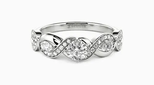Share One Lifetime With You" Round Cut Side Stone Engagement Ring