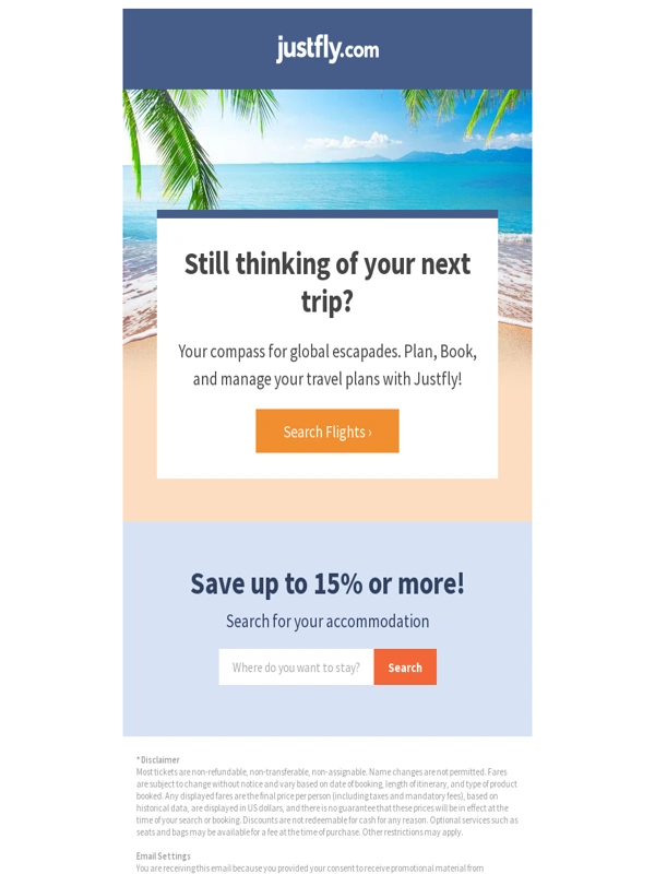 justfly - Plan ahead for your future trip!