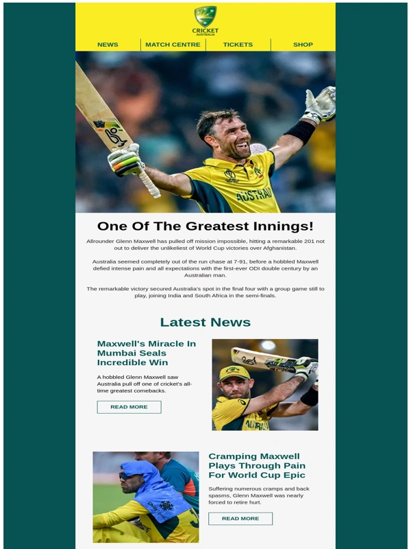 Cricket - Maxwell miracle seals semi-final spot