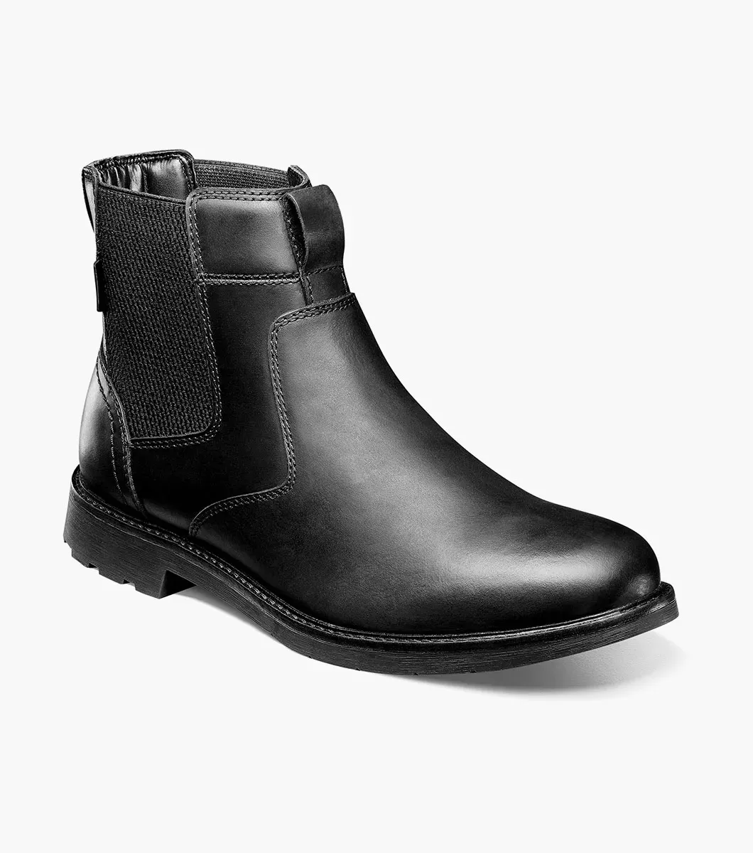 Nunn Bush Shoes 1912 Plain Toe Chelsea Boot Black Waxy Size 8
