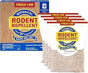 Fresh Cab Rodent Repellent - Botanical Pest Control for Indoor Use - Safe for Kids & Pets When Used As Directed - Made with Plant Fibers, Balsam Fir Essential Oil & Fragrance - 4-Pack