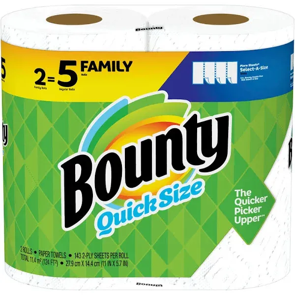 Bounty Quick Size Paper Towels White Family Rolls Regular Rolls