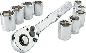 10-Piece Craftsman 3/8" Drive Polished Chrome Mechanics Tool Set (Metric or SAE)