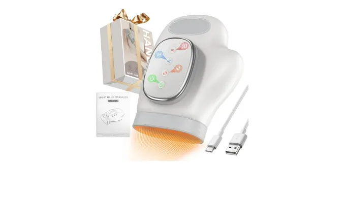 YNSZAS Professional Hand Massager with Heat Compression Therapy, 3 Massage 4 Temperatures 5 Compression Pain Relief Glove, Arthritis & Wrist Carpal Tunnel Neuropathy Circulation, Gifts for Women/Men