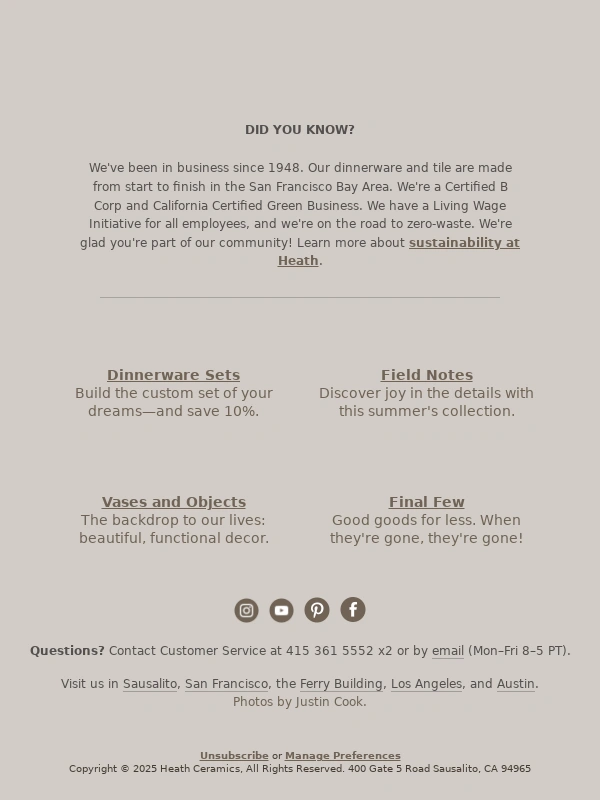 Heath Ceramics - Long Legacy,New Location
