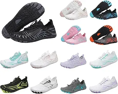 Smoneyful Hike Barefoot Shoes for Women and Men, Waterproof Trail Running Healthy and Non-Slip, Wide Toe Box, Unisex Outdoor Hiking Footwear A-Black