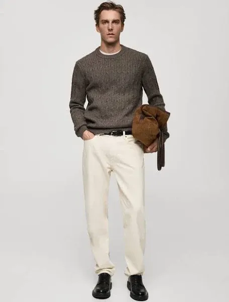 MANGO Men's Slim-Fit Braided Knit Sweater