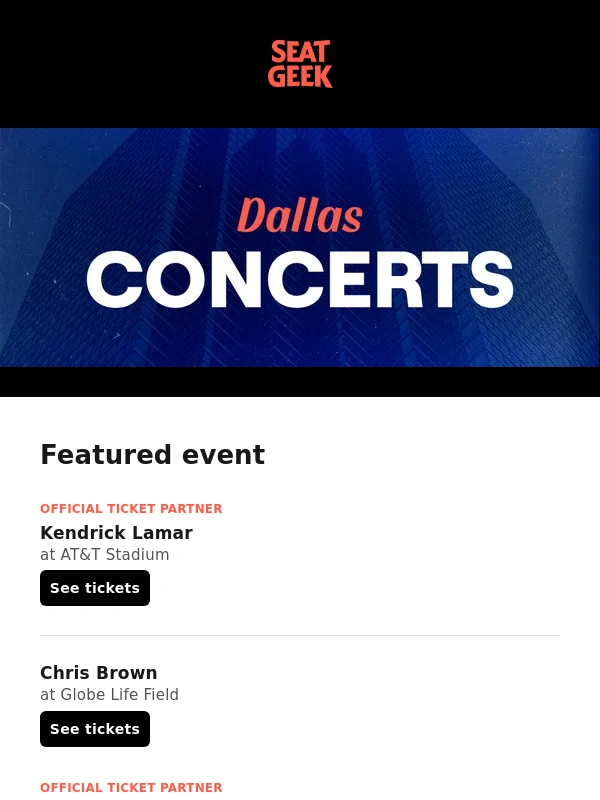 SeatGeek - Coming to Dallas: Kendrick Lamar,Chris Brown,Julion Alvarez and more!