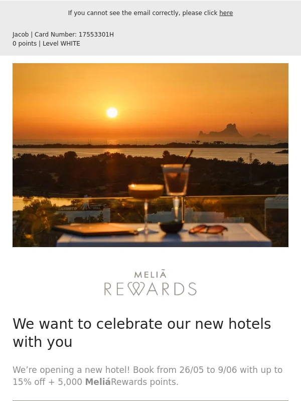 Melia - Come to our new hotels and earn 5,000 points