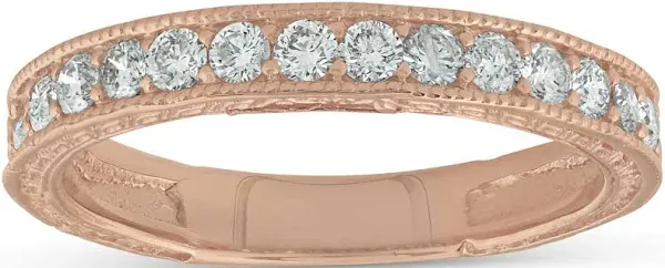 Pompeii3 1/3ct Diamond Scroll Pattern Stackable Band in 14K Rose Gold