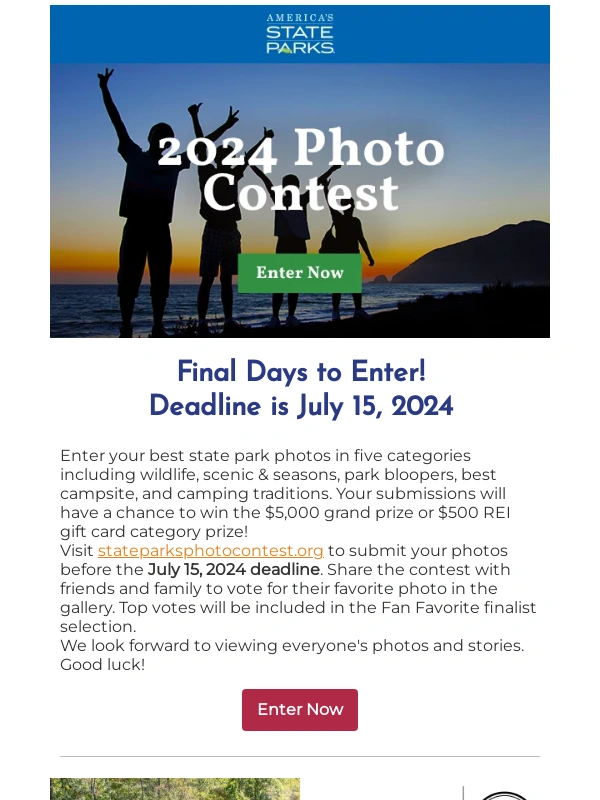 Reserve america - Final Days to Enter the America's State Parks Photo Contest
