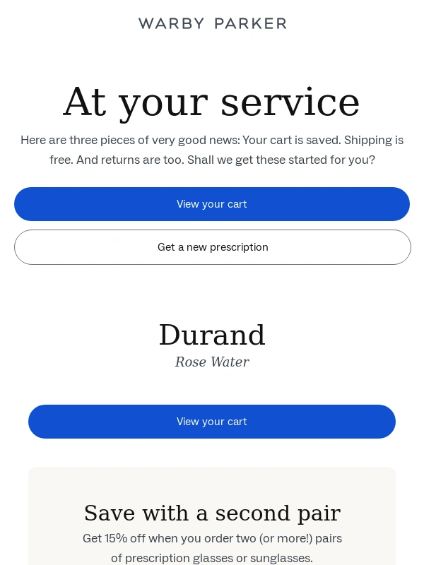 Warby Parker - You left these in your cart