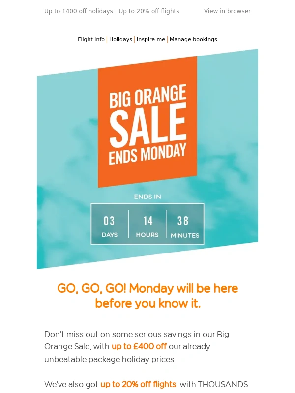 easyJet - FINAL CALL: Big Orange Sale ⏰