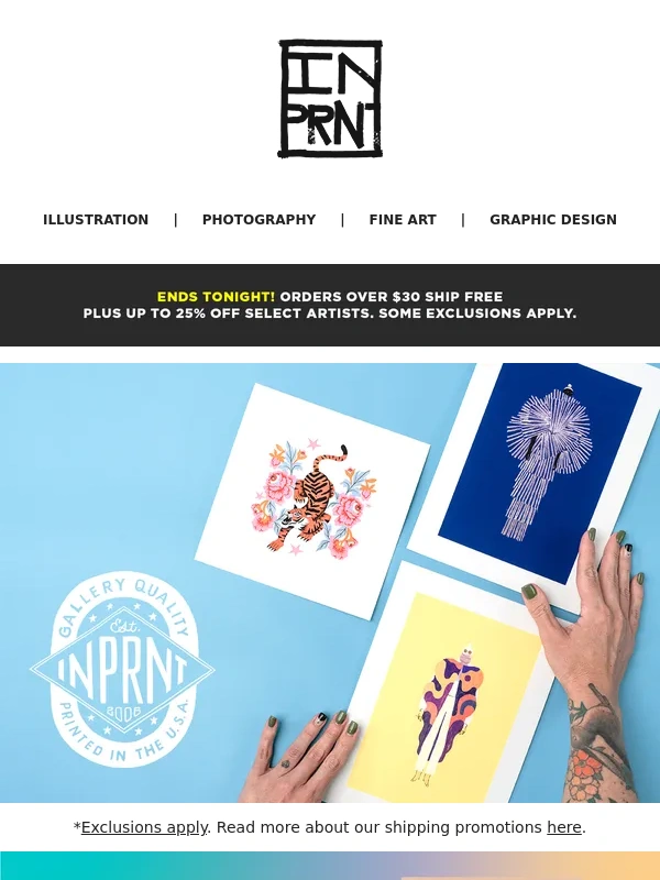 InPRNT - Final Hours: Our Free Shipping Weekend Ends Tonight!