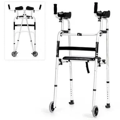 Costway Foldable Aluminum Alloy Wheel Walker with Seat and Armrest Pad