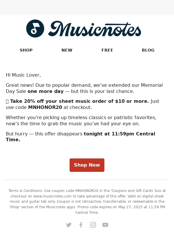 Musicnotes - You Asked,We Listened — 20% Off Extended Through Tonight