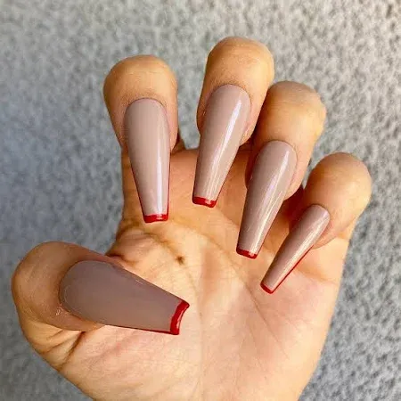 The Nailest Nude and Red Tip Press On Nails Set