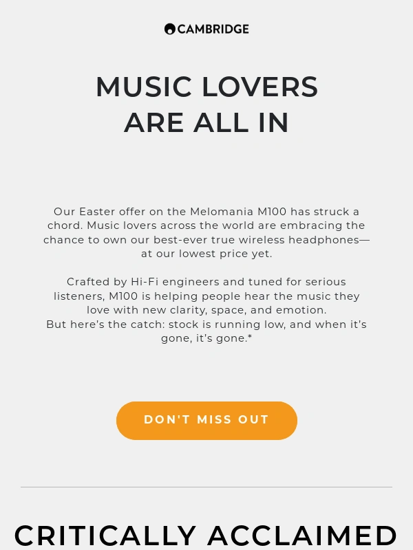 Cambridge Audio - M100 is flying—Don’t miss out