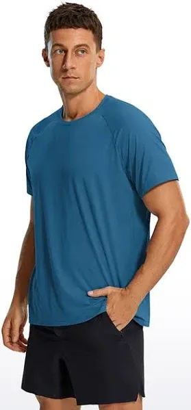 CRZ YOGA Men's Stretchy Round Neck Short Sleeve Workout T-Shirt