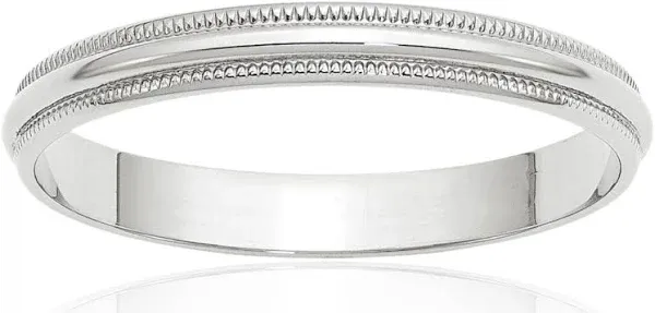 10K Solid Yellow Gold Milgrain Half Round Plain Classic Wedding Band Ring