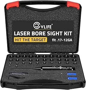 CVLIFE Professional Laser Bore Sight Kit with 32 Adapters fit 0.17 to 12GA Calibers, Clear Red Laser Bore Sighter with Button Switch, Powerful Support for Hunting