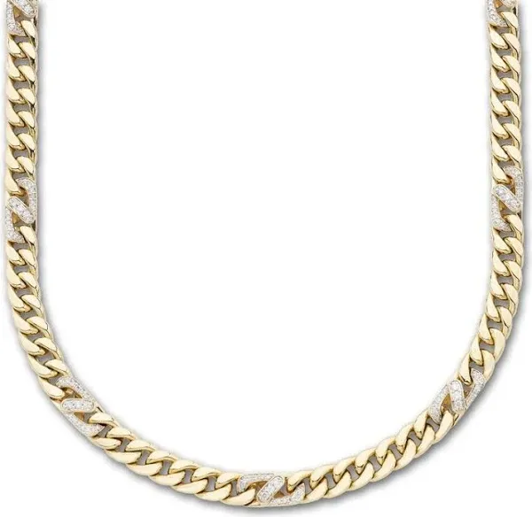Jared 10K Two-Tone Gold 2 Ct tw Round Diamond Cuban Link Necklace