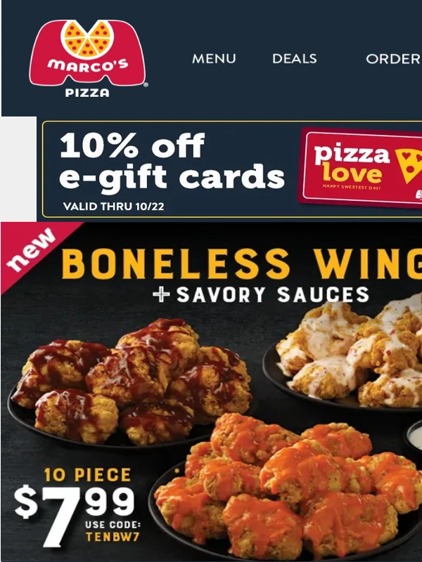 Marco's Pizza - Our pizza has a new wingman