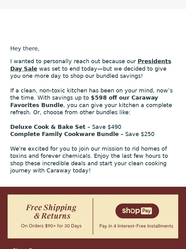Caraway - One Last Chance: Extra Day to Save Up to $598