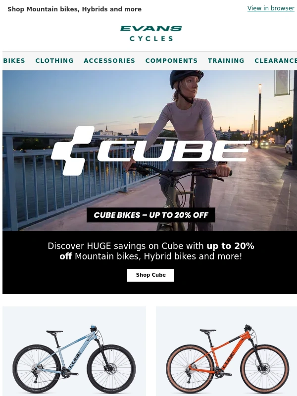 Evans Cycles - Up to 20% off Cube