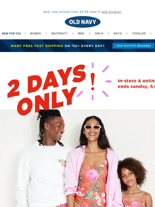 Old Navy - It's official: ALL swimwear is HALF OFF