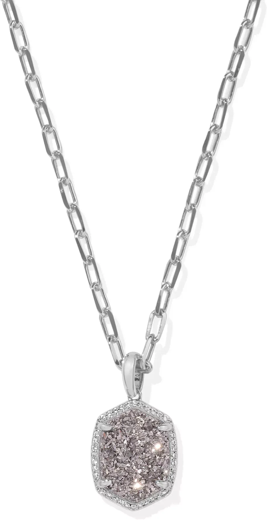 Kendra Scott Daphne Silver Pave Frame Short Pendant Necklace