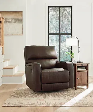 Emberla Manual Swivel Glider Leather Recliner