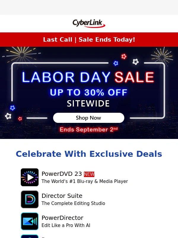 Cyberlink -  Up to 30% Off Sitewide | Labor Day Sale Last Call