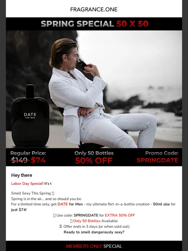 Fragrance - 50% OFF ? DATE for Men 50ml ? Only 50 Bottles. Ends Today ?