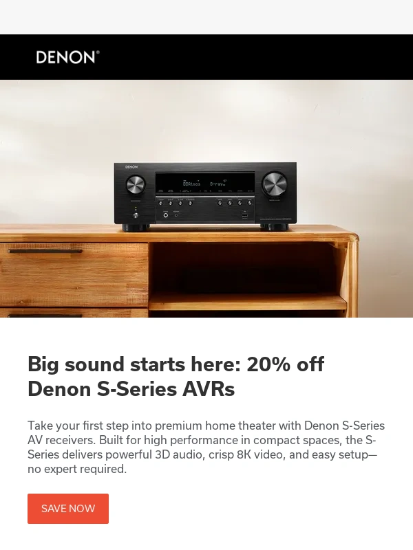 Denon - Start your home theater right—20% off Denon S-Series AVRs